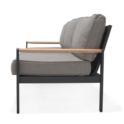 LifestyleGarden Amber Teak and Aluminum Outdoor Sofa, 3 Seat