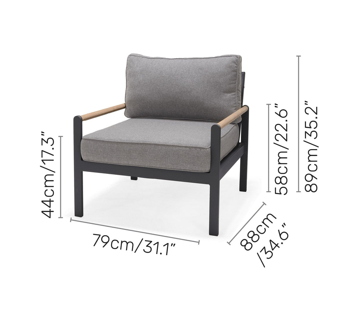 LifestyleGarden Amber Teak and Aluminum Outdoor Club Chair
