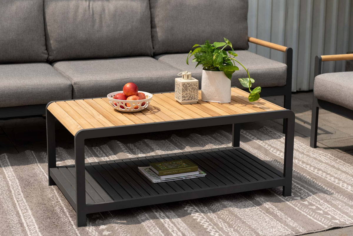 LifestyleGarden Amber Teak and Aluminum Rectangular Outdoor Coffee Table