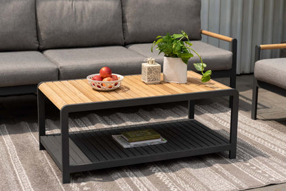 LifestyleGarden Amber Teak and Aluminum Rectangular Outdoor Coffee Table