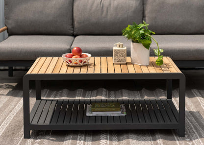 LifestyleGarden Amber Teak and Aluminum Rectangular Outdoor Coffee Table