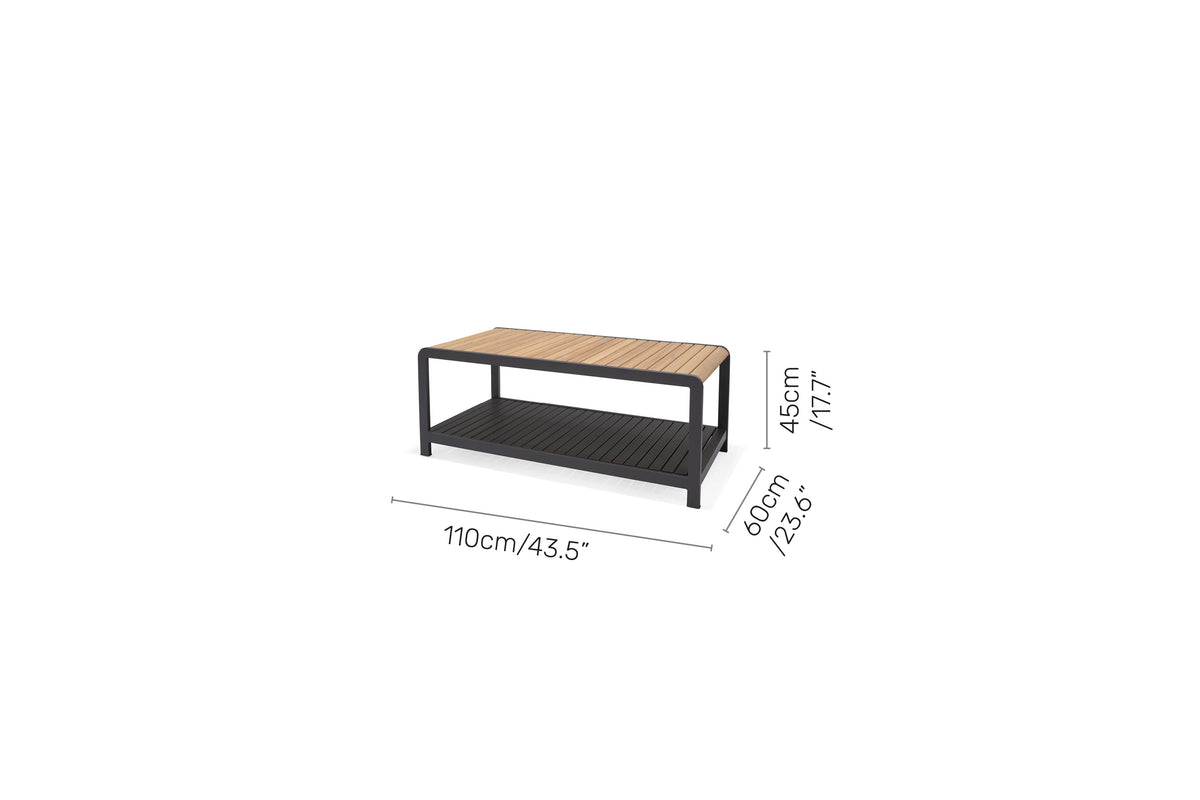 LifestyleGarden Amber Teak and Aluminum Rectangular Outdoor Coffee Table