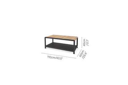 LifestyleGarden Amber Teak and Aluminum Rectangular Outdoor Coffee Table