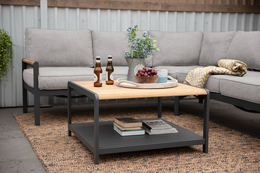 LifestyleGarden Amber Teak and Aluminum Square Outdoor Coffee Table