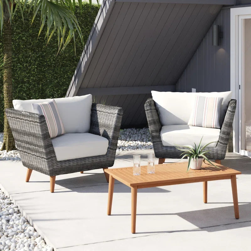Amazonia Panther Wicker and Eucalyptus 4 Piece Outdoor Sofa Set