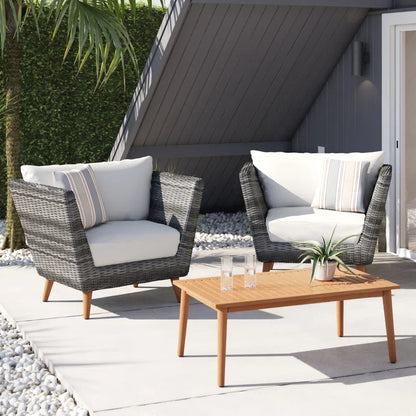 Amazonia Panther Wicker and Eucalyptus 4 Piece Outdoor Sofa Set