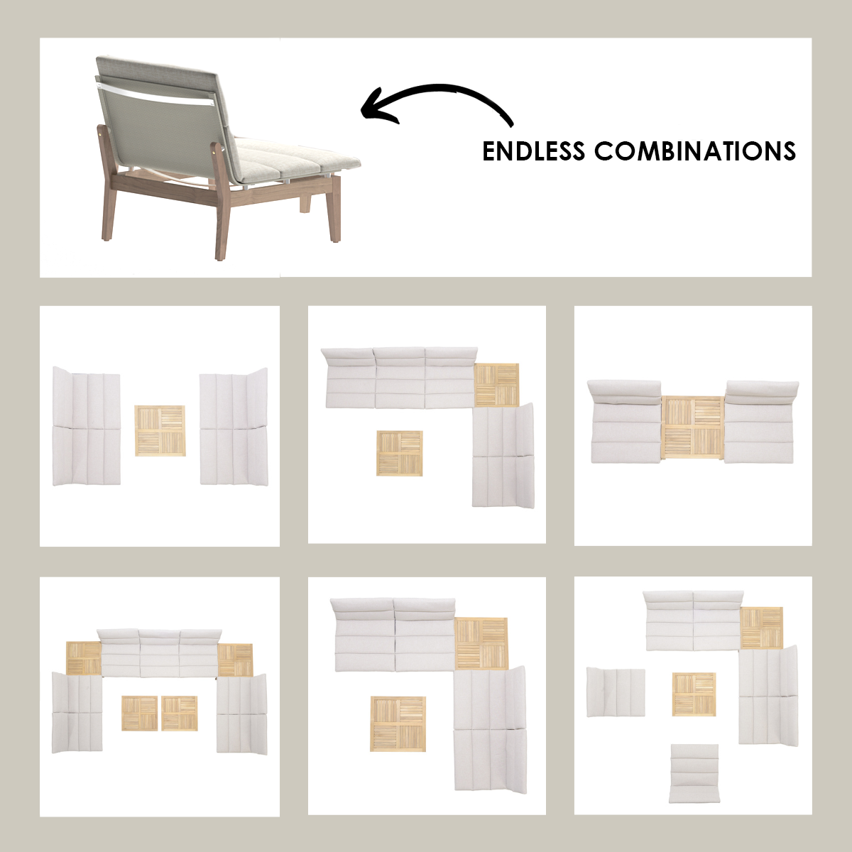 LifestyleGarden Arno Teak Modular 3 Piece Balcony Bistro Set, Light