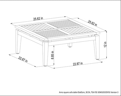 LifestyleGarden Arno Teak Modular Square Outdoor Side Table