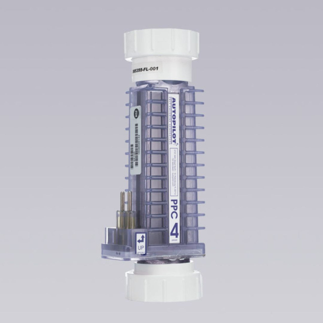 Close-up of Autopilot Replacement Cell PPC4/RC-42, a high-performance salt cell with titanium blades for superior pool water sanitation.