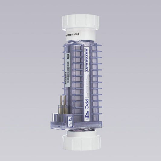 Close-up of Autopilot Replacement Cell PPC4/RC-42, a high-performance salt cell with titanium blades for superior pool water sanitation.