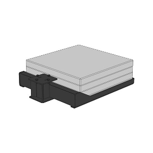 Tara Shade DeLux ballast base drawing showing the steel frame, the post bracket and the stack of four pavers that brings each base to 200 lb