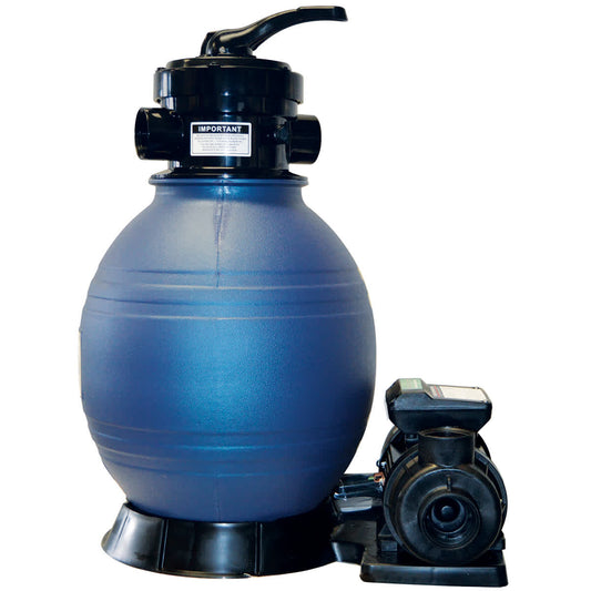 Blue Torrent 12" Sand Shark Sand Filter System - 1/3 Hp Pump 4-Way Top Mount Valve, Standard Power Cord, Includes Adapter For Intex Pools.  Requires 40# Sand | AC SANDSHK