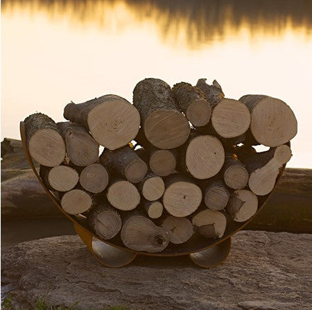 Fire Pit Art Crescent Log Rack, Carbon Steel