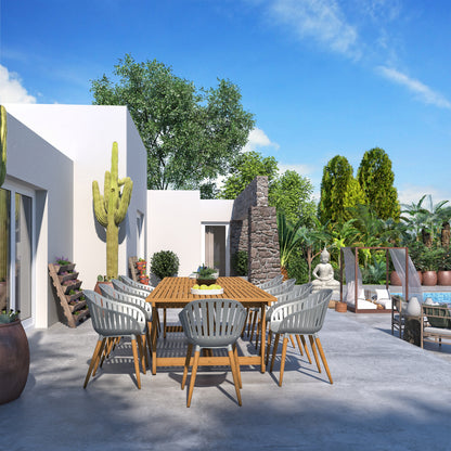 Amazonia Leyland 9 Piece Extendable Patio Dining Set, Gray Chairs