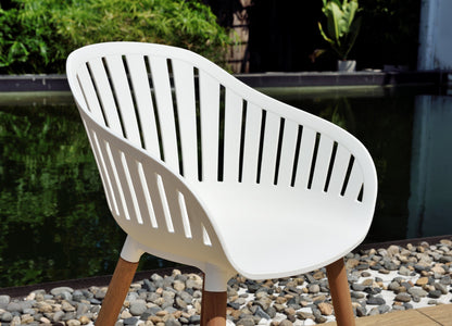 Amazonia Leyland 11 Piece Extendable Patio Dining Set, White Chairs