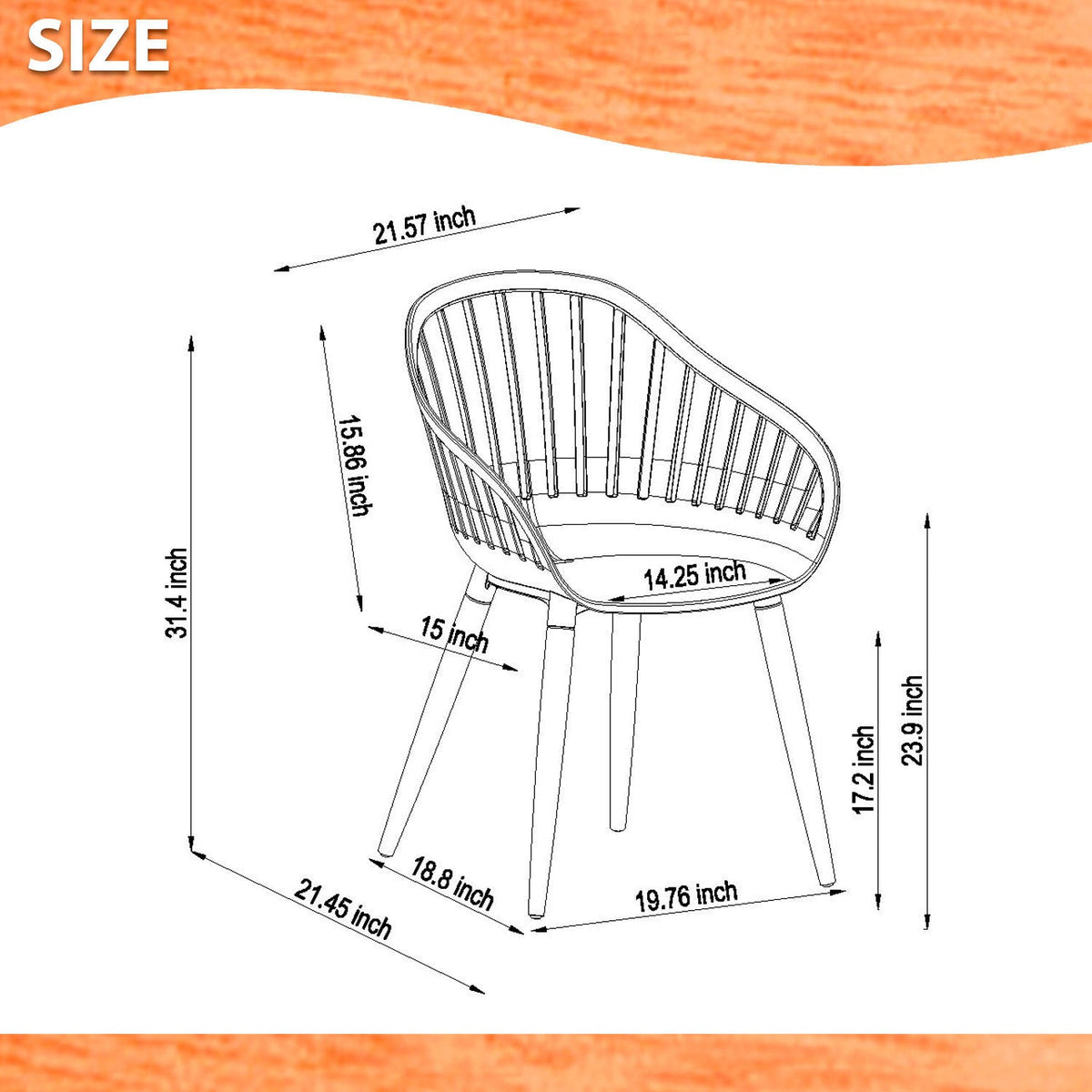 LifestyleGarden Nassau Resin and Hardwood Outdoor Dining Chairs, Set of 4