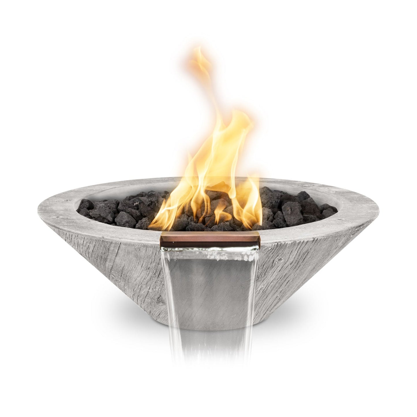 The Outdoor Plus Cazo Fire & Water Bowl, 32", GFRC Wood Grain | OPT-32RWGFW