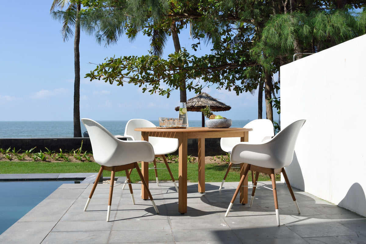 Amazonia Oldbury Eucalyptus and Resin 5 Piece Round Patio Dining Set