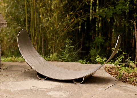 Fire Pit Art Crescent Log Rack, Stainless Steel