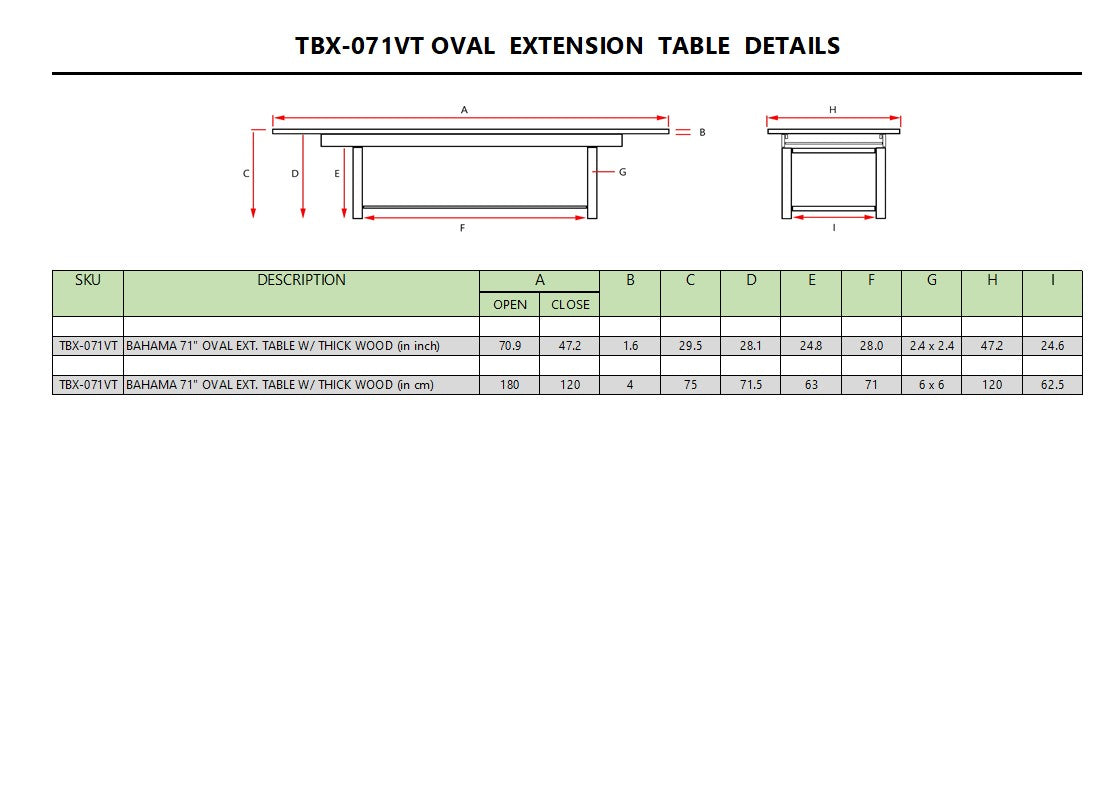 Anderson Teak Bahama 71" Oval Extension Table Extra Thick Wood