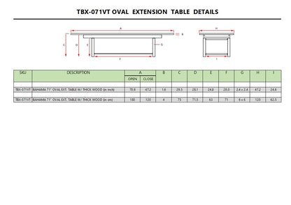 Anderson Teak Bahama 71" Oval Extension Table Extra Thick Wood