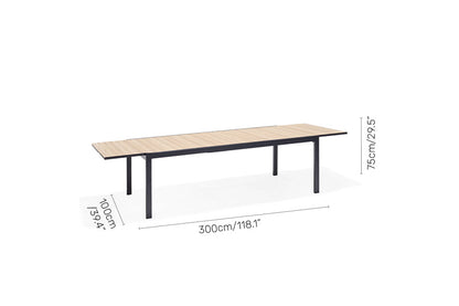 LifestyleGarden Panama Dark Aluminum Extendable Outdoor Dining Table
