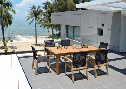 Amazonia Leyland Eucalyptus and Teak 7 Piece Extendable Patio Dining Set