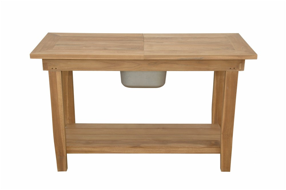 Anderson Teak Nautilus Console Table w/ SS Container