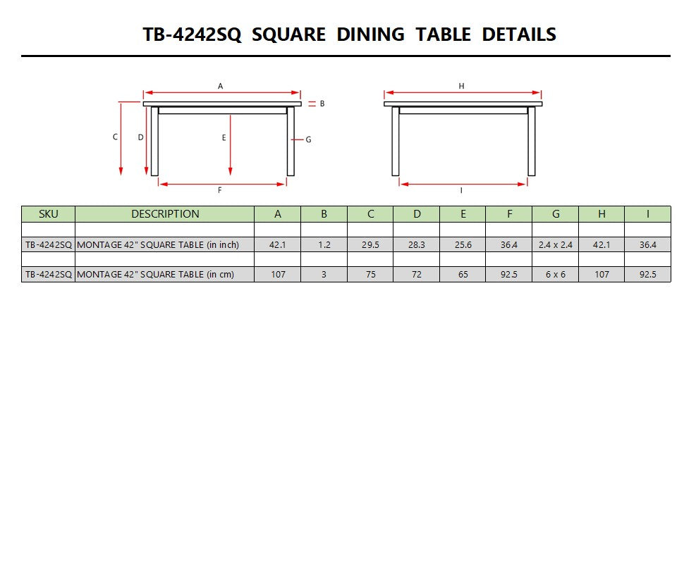 Anderson Teak Montage 42" Square Table