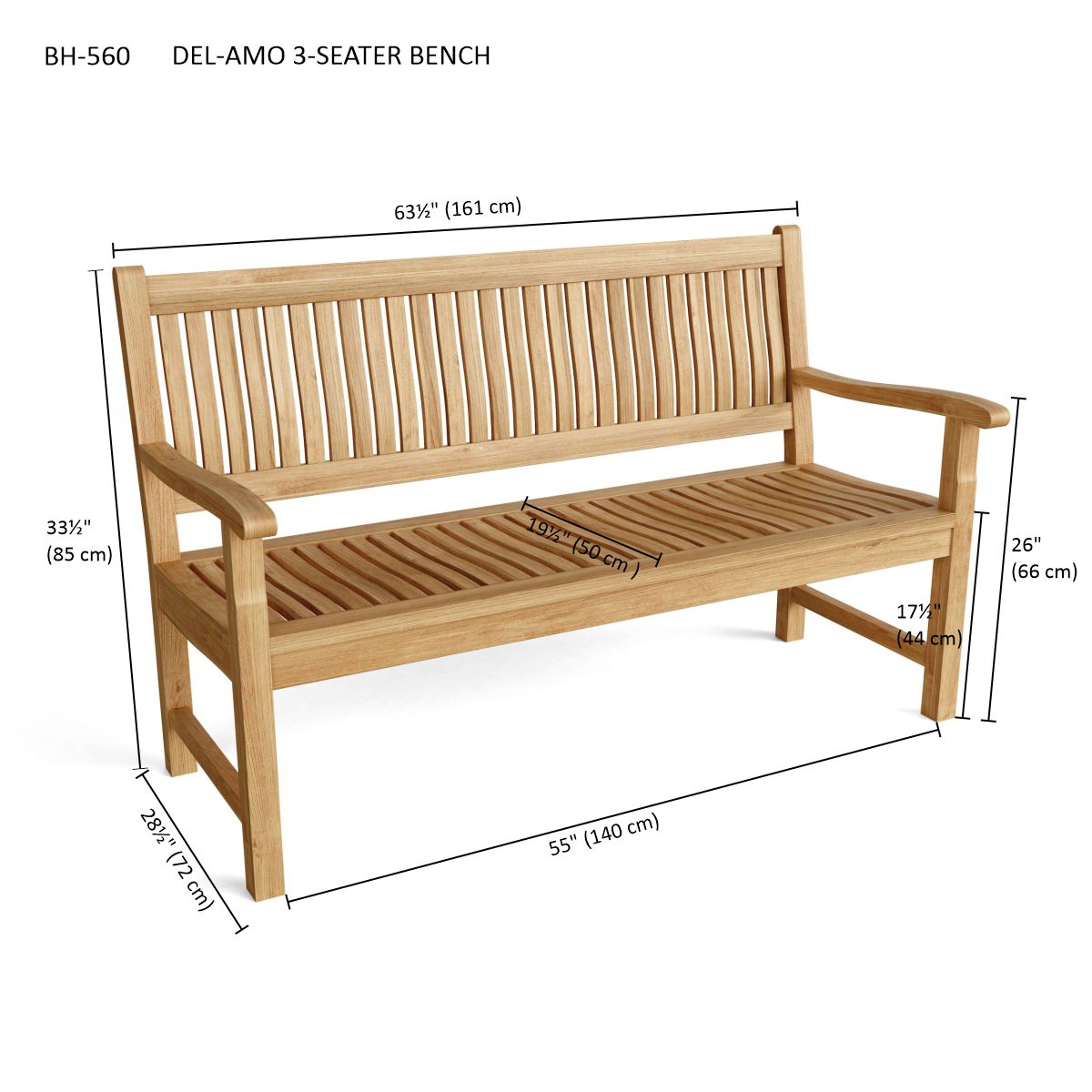 Anderson Teak Del-Amo 3-Seater Bench