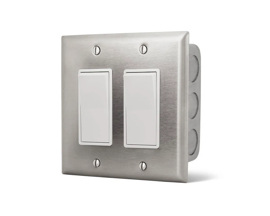 Infratech 14 4405 Dual On/Off Switch Wall Plate & Gang Box 20 Amp Per Switch