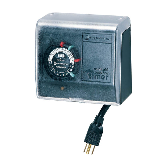 Intermatic Outdoor Plug-In Timer, 120 VAC Primary Clear Cover P1100 Model Mechanical