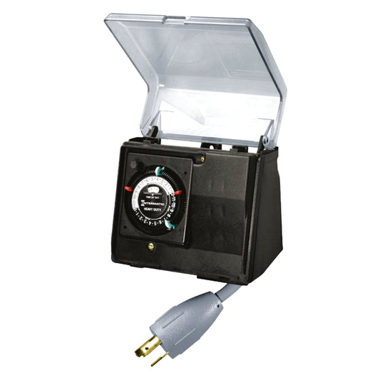 Intermatic Mechanical Plug-In Timer, with Built-In Enclosure Analog/Mechanical 120 VAC 20 A 1 hp