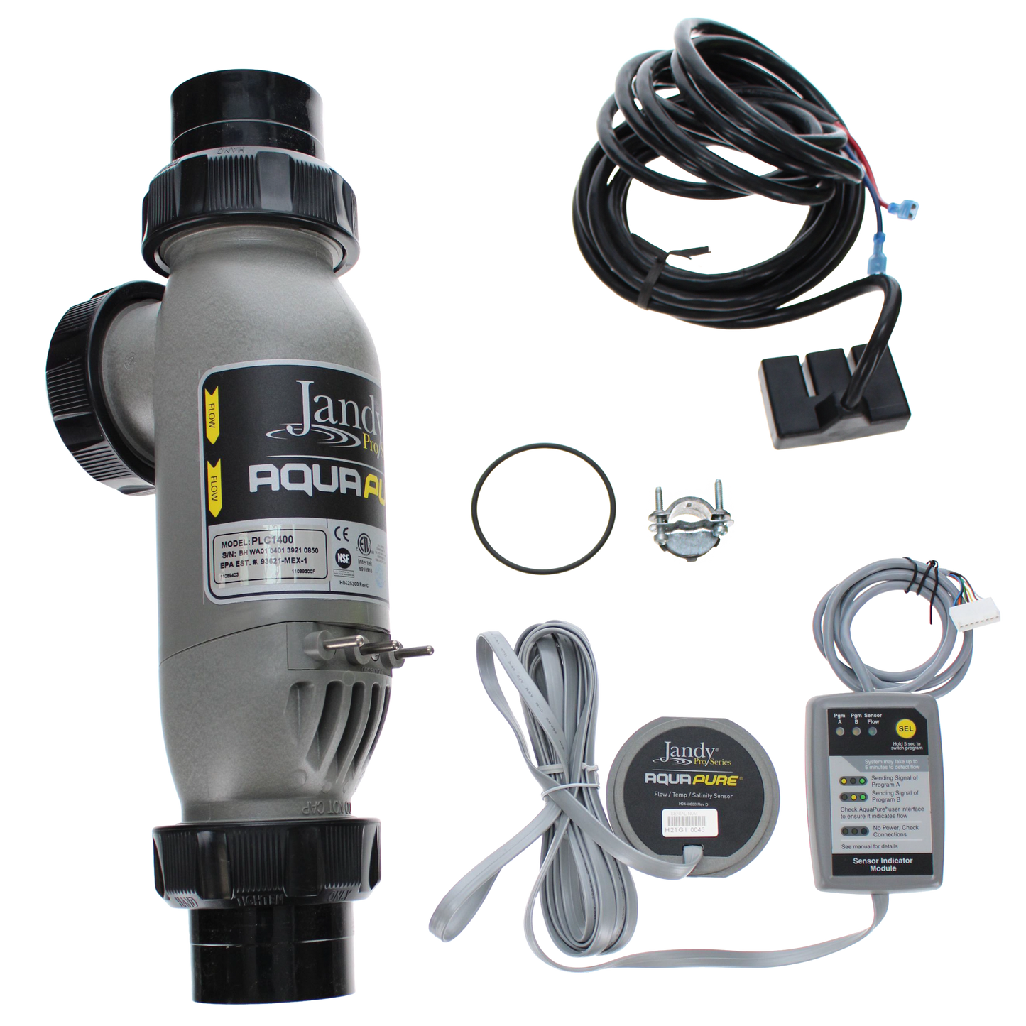Zodiac PLC1400 14 Blade 3-Port PureLink Cell Kit with 2-Inch to 2.5-Inch PVC Universal Unions and 16-Feet Cables