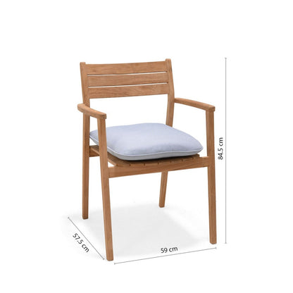 LifestyleGarden Jade Stacking Outdoor Dining Armchair with Cushion, Copen Blue