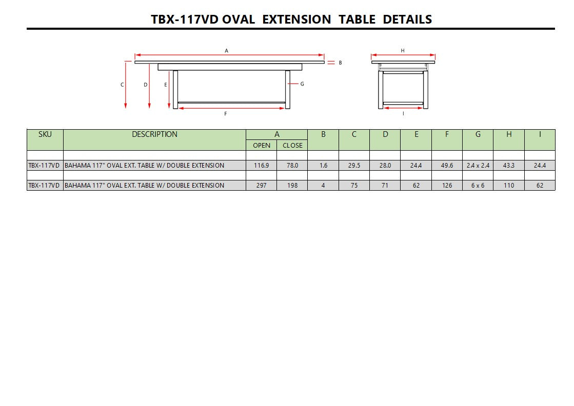 Anderson Teak Bahama 117" Oval Extension Table w/ Double Extensions