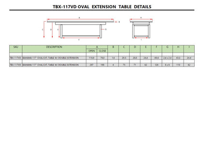 Anderson Teak Bahama 117" Oval Extension Table w/ Double Extensions