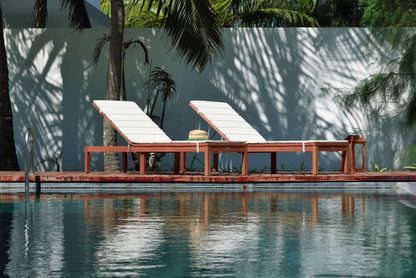 Amazonia Louisiana Reclining Outdoor Wheel Loungers with Cushions, Set of 2