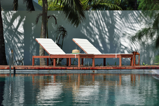 Amazonia Louisiana Reclining Outdoor Wheel Loungers with Cushions, Set of 2