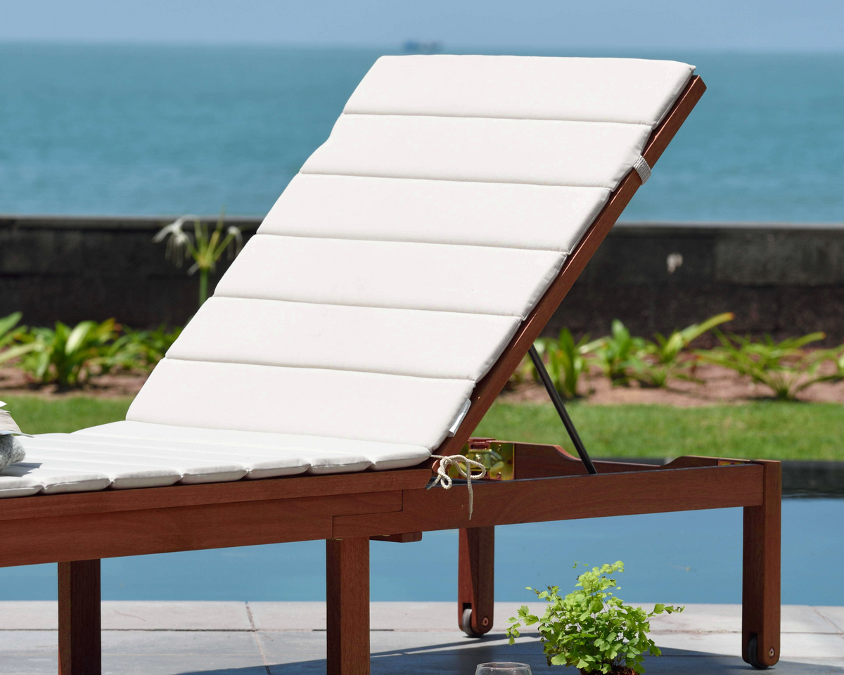 Amazonia Louisiana Reclining Outdoor Wheel Loungers with Cushions, Set of 2