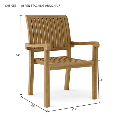 Anderson Teak Aspen Stackable Armchair (Fully Built & 4 pcs in a box)