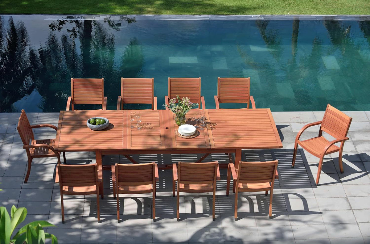 Amazonia Catalina Eucalyptus Stacking Outdoor Dining Armchairs, Set of 4
