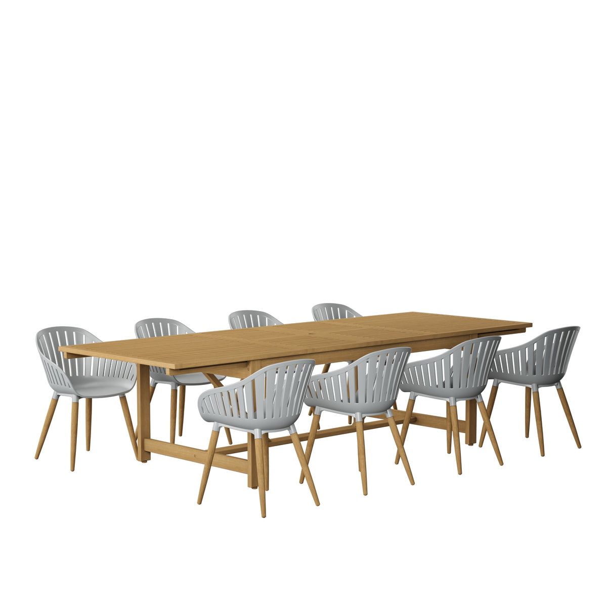 Amazonia Leyland 9 Piece Extendable Patio Dining Set, Gray Chairs