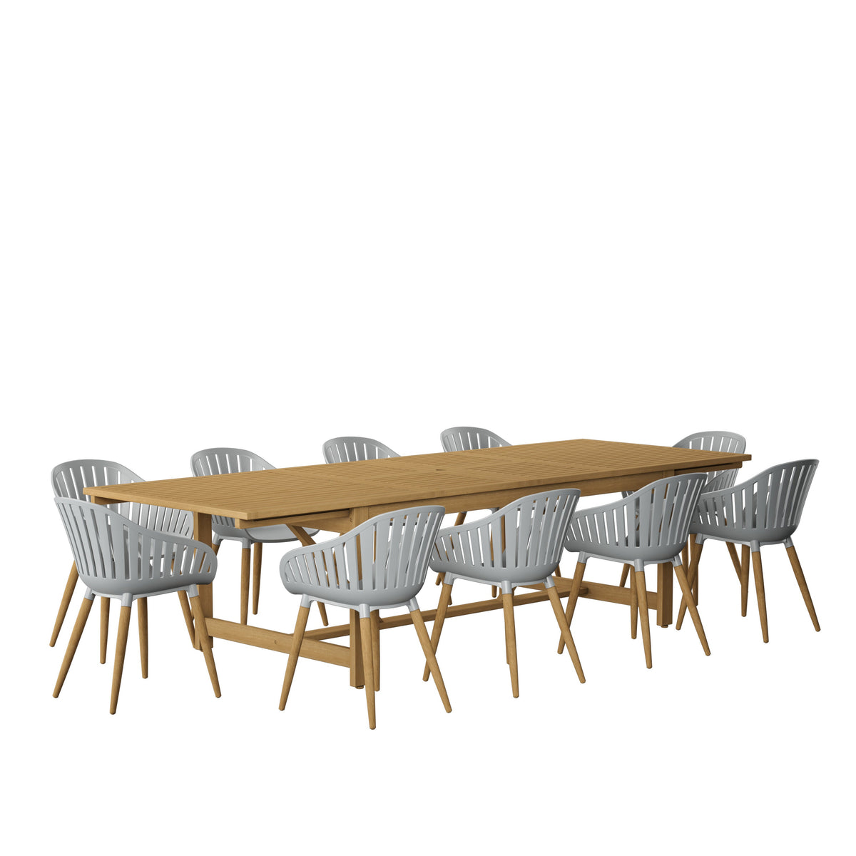 Amazonia Leyland 9 Piece Extendable Patio Dining Set, Gray Chairs