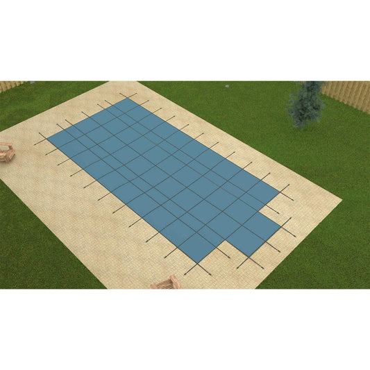 Loop-Loc Mesh Safety In Ground Swimming Pool Cover | Grecian 16'-6" x 32'-6" | 4' x 8' Center End Step LL163248GCES