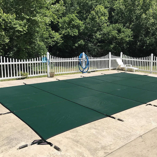 Loop-Loc 15-Year Solid Safety In Ground Swimming Pool Cover | Rectangle 14' x 28' | No Outside Step | w Drain Panel | LLS1428