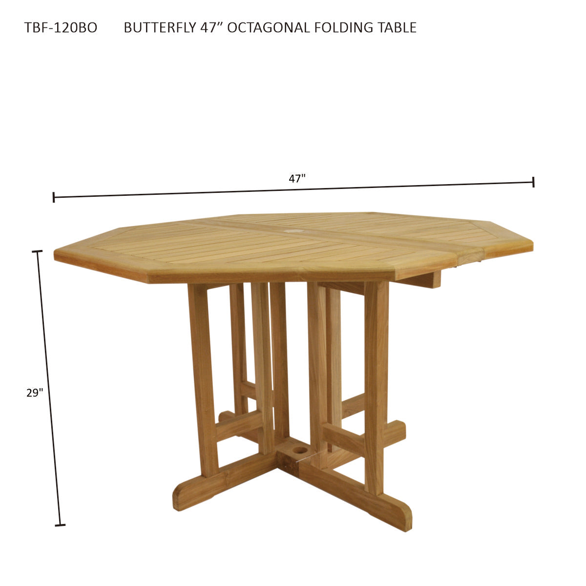 Anderson Teak Butterfly 47" Octagonal FoldingTable
