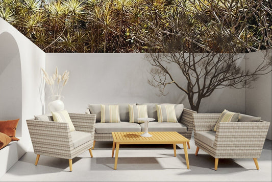 Amazonia Panther Wicker and Eucalyptus 4 Piece Outdoor Sofa Set