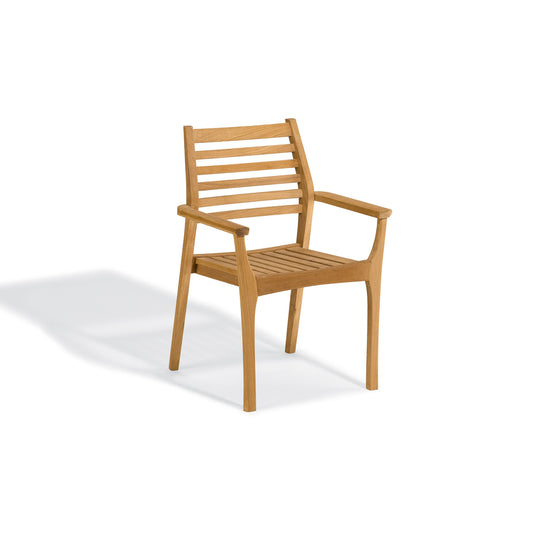 Oxford Garden Mera Teak Stacking Armchair shown on a plain white background