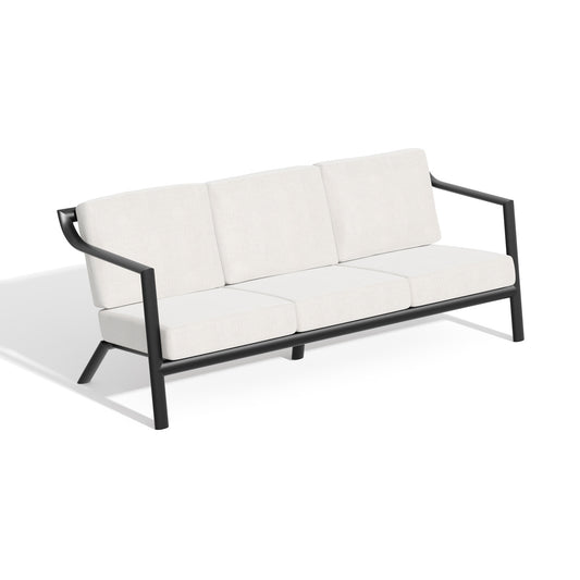 Oxford Garden Markoe sofa shown dressed in the Bliss Linen cushion set. This listing is the cushion set only, the frame is sold separately